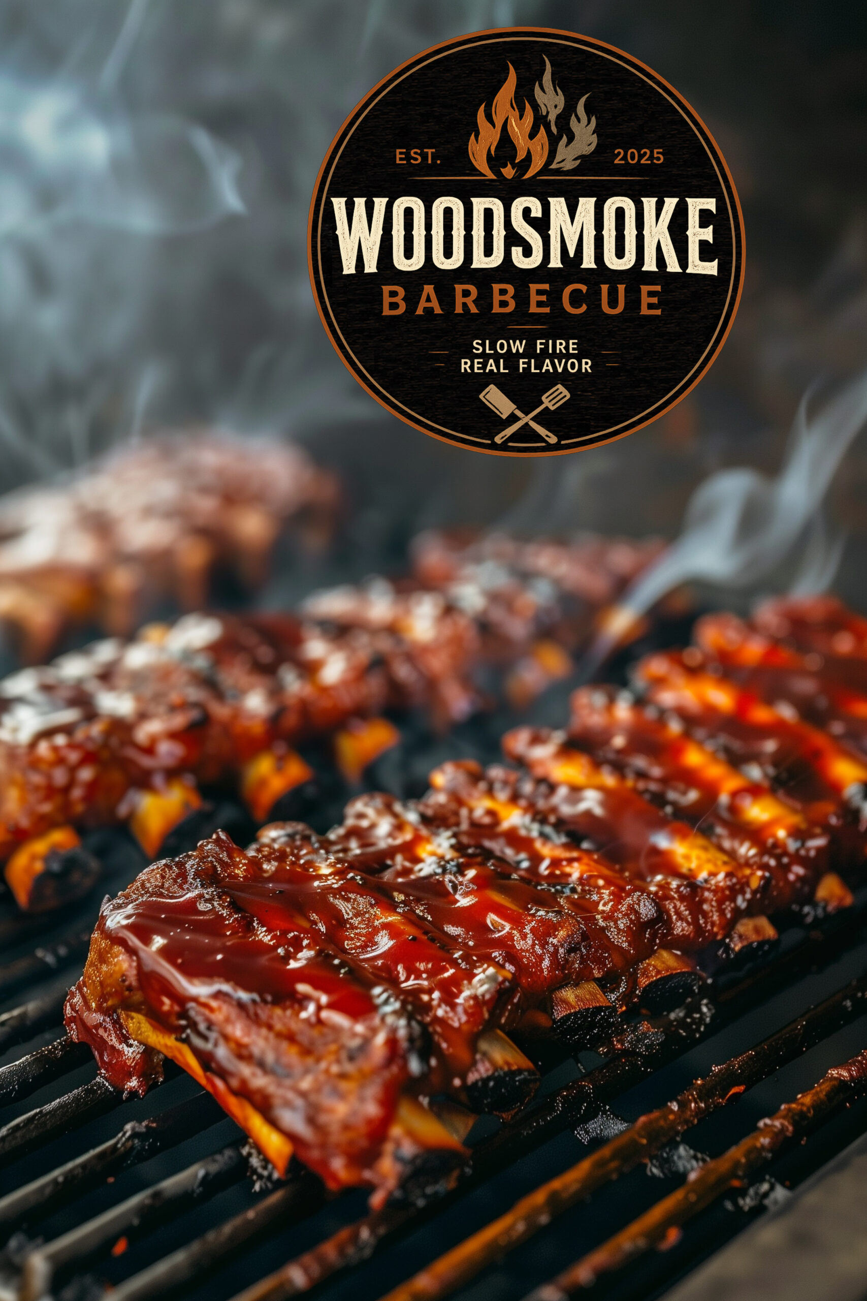 WoodSmoke Barbecue mobile logo reveal