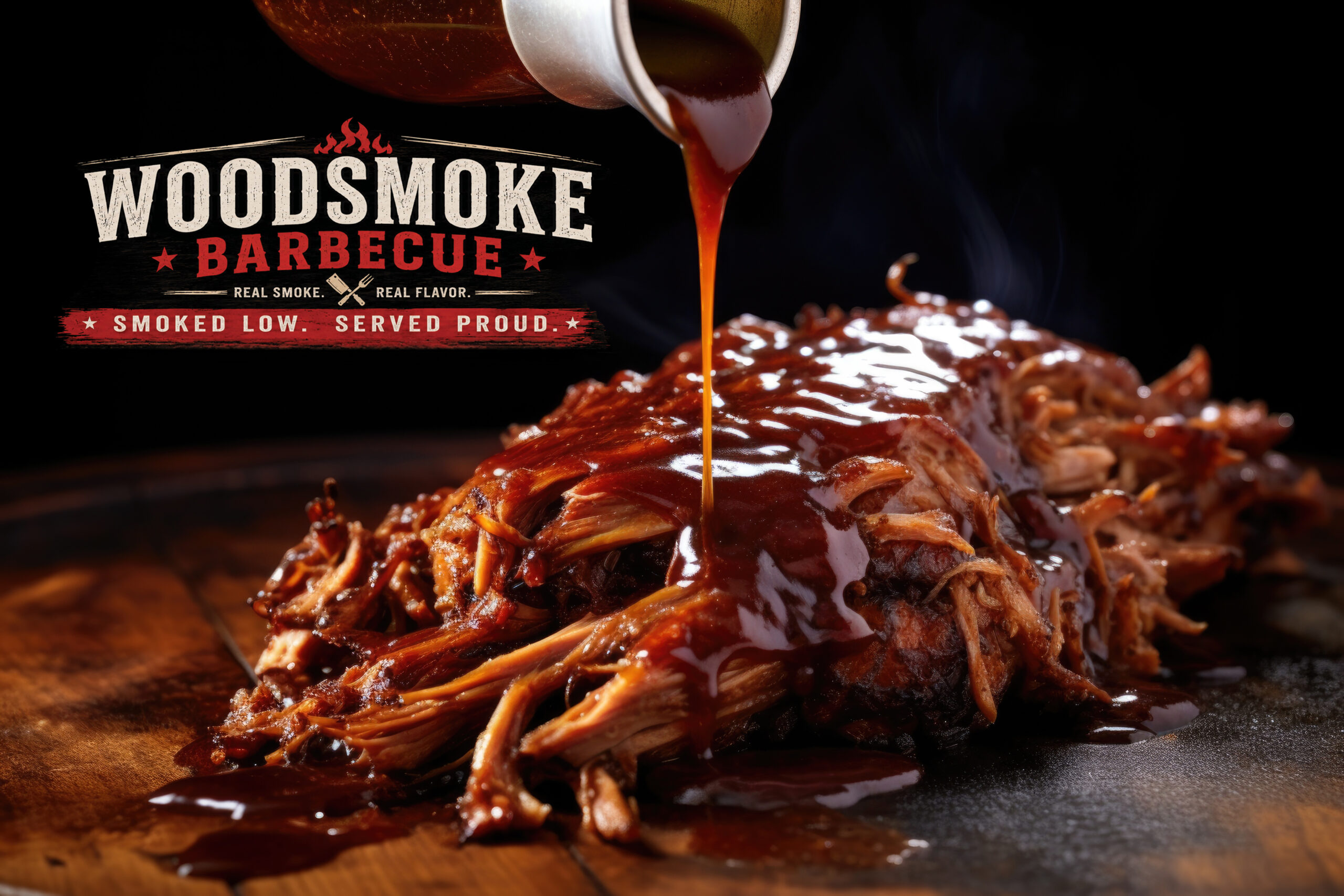 WoodSmoke Barbecue logo reveal